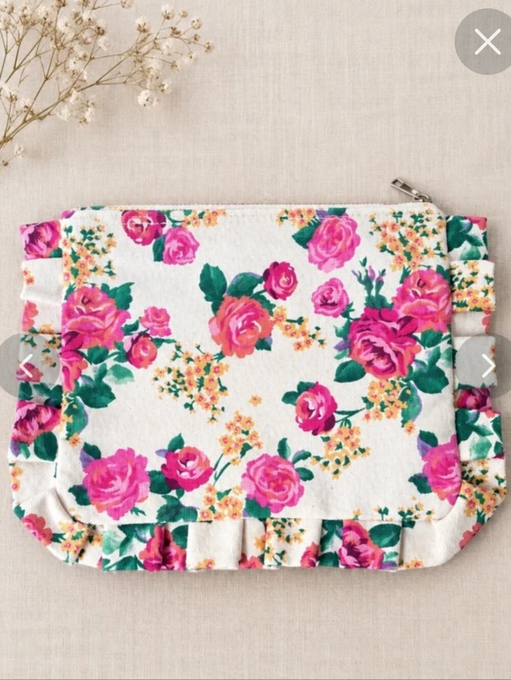 Sezane Floral Ruffle Pouch
